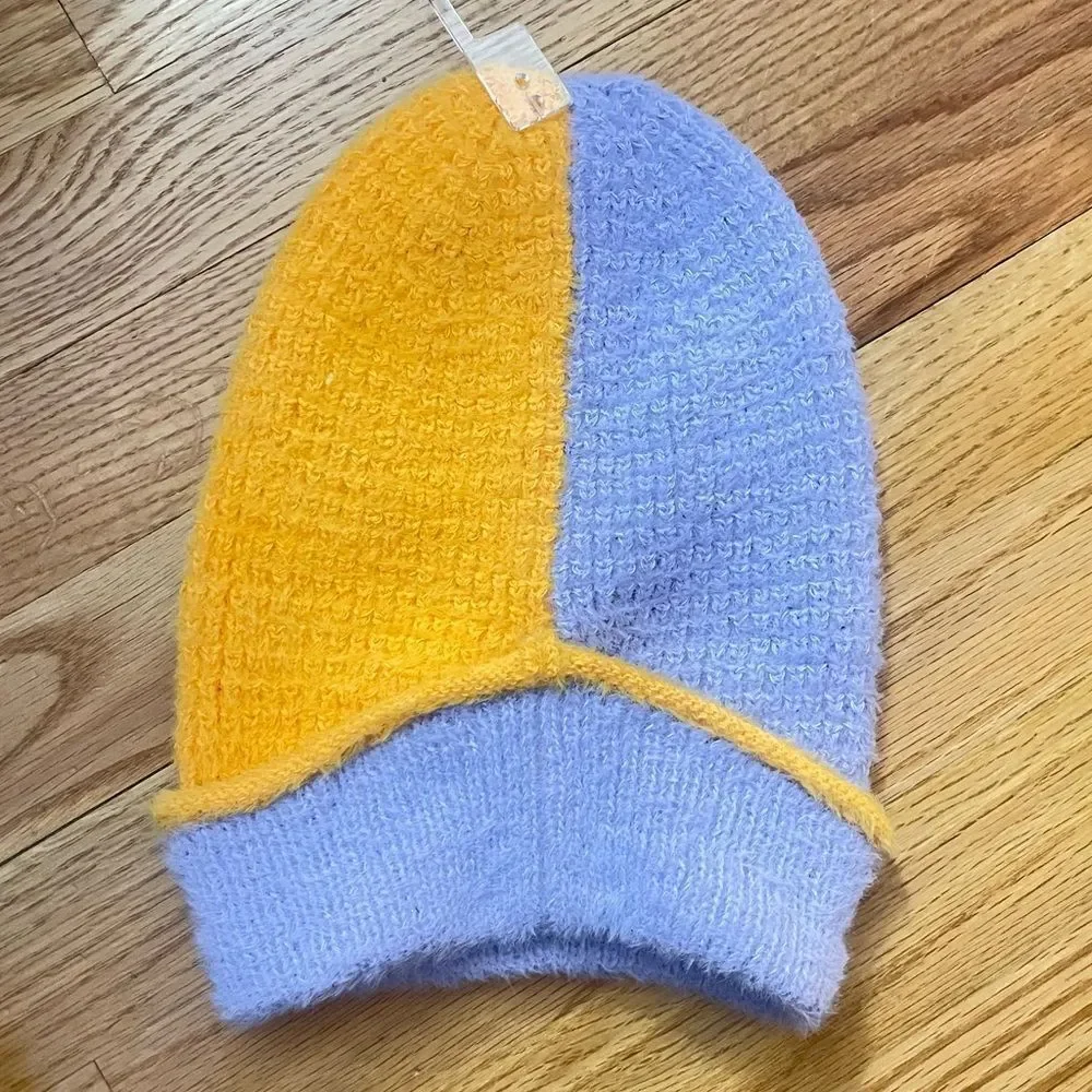 Wild Fable Women’s Purple Orange Colorblock Soft Knit Beanie Hat OS